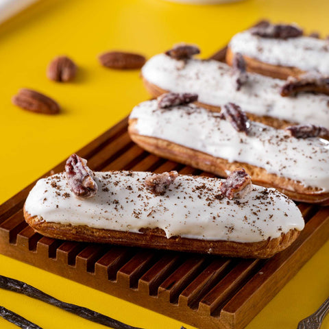 Vanilla Pecan Praline Eclairs