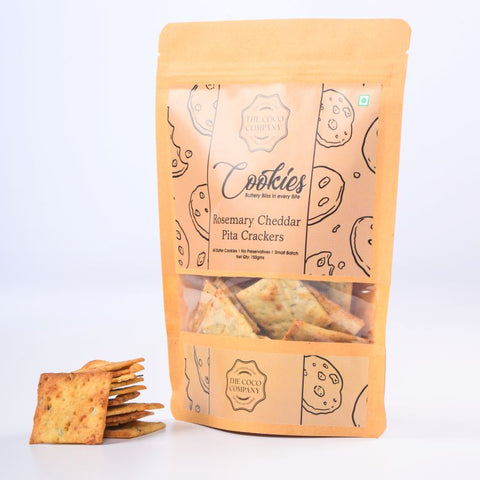 Baked Pita Crackers infused with rosemary and cheddar