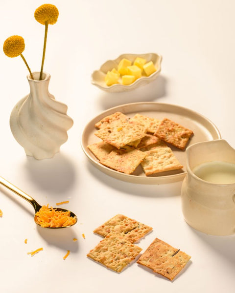 Baked Pita Crackers infused with rosemary and cheddar
