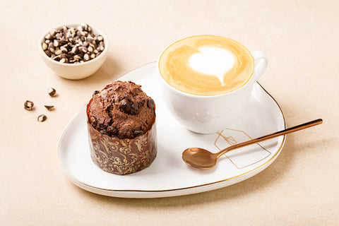 Muffin with hot coffee